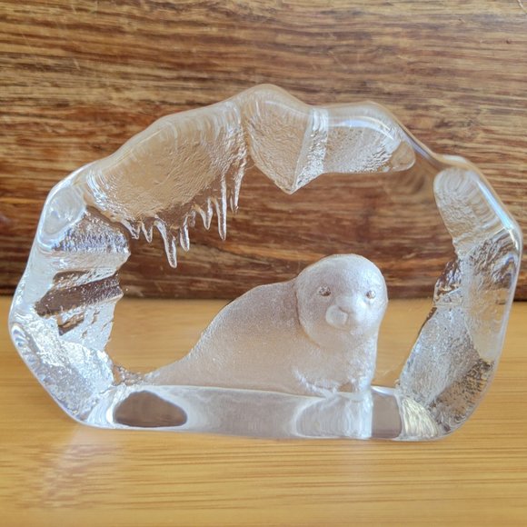 Vintage Mats Jonasson Art Glass Baby Seal - Picture 1 of 7